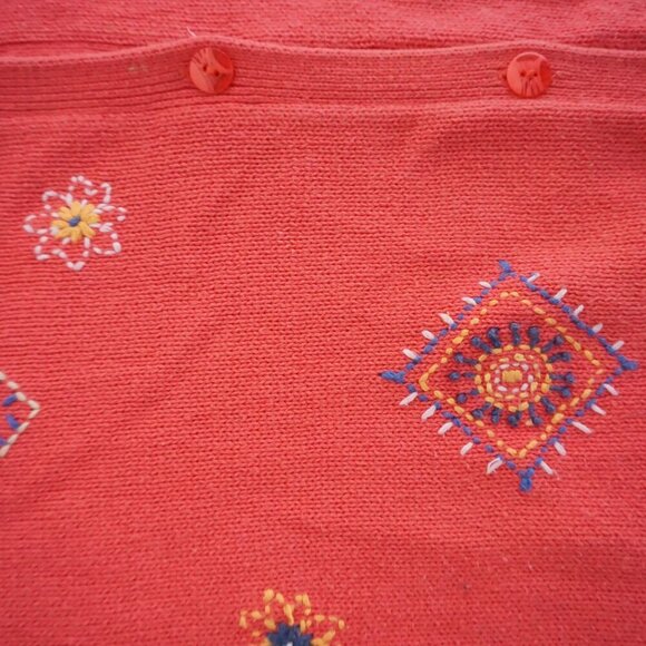 Vintage Tabi Coral Knit w Floral Aztec Cotton Blend Button Cardigan Sweater Xl - Picture 11 of 11